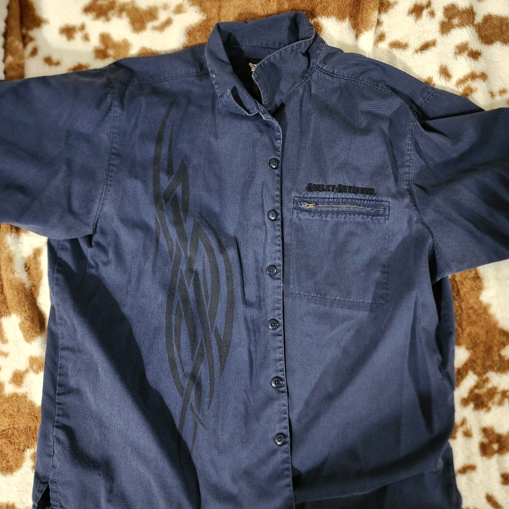 Harley-Davidson Navy Shirt with Logo Patch